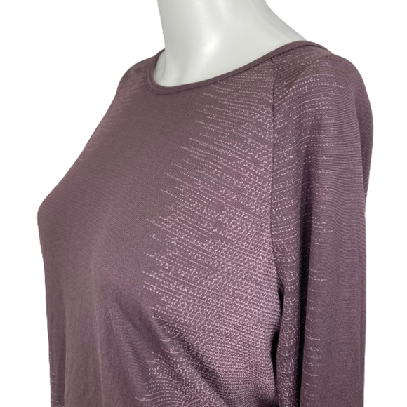 Under Armour Shirt Womens L‎ Purple Knit Stretch Open Back Pullover Long Sleeve - Picture 2 of 10